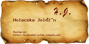 Holecska Jolán névjegykártya